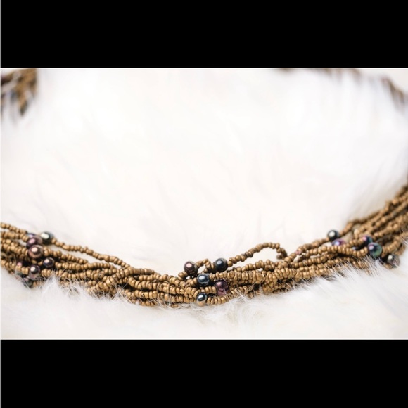 Multiple strands of Gorgeous Beads Gold and Black Beaded layered Necklace - Picture 8 of 8